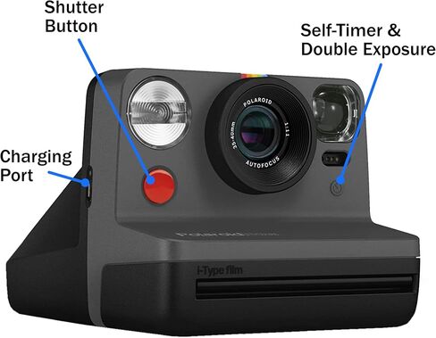 Polaroid Gen 2 Now I-Type Instant Film Camera - Red Bundle with 2 Color i-Type Film Pack (16 Instant Photos) and a Cleaning Cloth in Kuwait