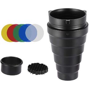 Andoer Metal مخروطي الشكل الشكل مع شبكة خلية النحل 5 قطع مجموعة فلتر اللون لـ Bowens Mount Studio Strobe التصوير أحادي الضوء فلاش أخضر in Saudi Arabia