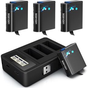 عبوتان من البطاريات البديلة لملحقات الشاحن السريع Gopro Hero 8 مع شاشة رقمية 1800 مللي أمبير في الساعة متوافقة مع GoPro Hero 8 Black Hero 7 Black Hero 6 Black Hero 5 Black in Kuwait