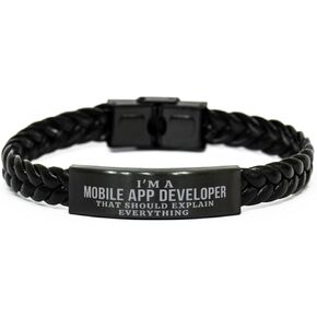 I'm a Mobile App Developer That Should Explain Everything Mobile App Developer Braided Leather Bracelet Gifts, Sarcasm Mobile App Developer Coworker Birthday Gifts for Friend Gag in Saudi Arabia
