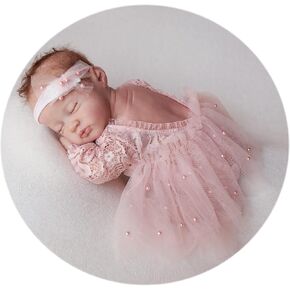 Zeroest Newborn Photography Outfits Props Girl | Handmade Lace Romper & Headband & Tutu Skirt, Baby Girls Photoshoot 3 PCS in Saudi Arabia