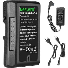Neewer 95Wh (6600mAh) بطارية V-Mount/V-Lock، بطارية ليثيوم أيون قابلة لإعادة الشحن 14.8 فولت مع شاحن إخراج D-Tap وكابل D-Tap متوافق مع كاميرا فيديو بث الفيديو من سوني ومصباح LED (BP-95W) in Kuwait