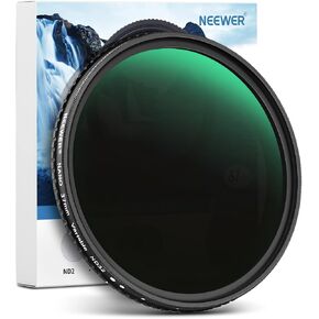 مرشح NEEWER 52 مم HD متغير ND ND2-ND32 (1-5 توقفات) بدون X Cross/زجاج بصري/30 طبقة نانو مطلية/إطار من سبائك الألومنيوم فائق النحافة/طارد للماء/مضاد للخدش وفلتر كثافة محايدة قابل للتعديل in Kuwait