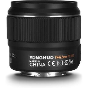 يونغنو عدسة برايم ثابتة متوسطة التركيز التلقائي YN42.5MM F1.7M II، لكاميرات مايكرو اربع ثلاثي، متوافقة مع اوليمبوس باناسونيك اسود in Kuwait