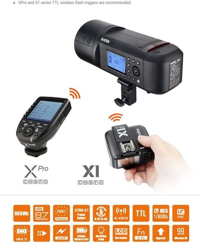 Godox Outdoor Flash Monoligh AD600Pro 600Ws t TTL 2.4G 1/8000s High-Speed Sync, 2600mAh Battery 360 Full Power Flashes,0.01-0.9s Recycle Compatible with Canon Nikon Sony FUJIFILM Olympus Panasonic in Saudi Arabia