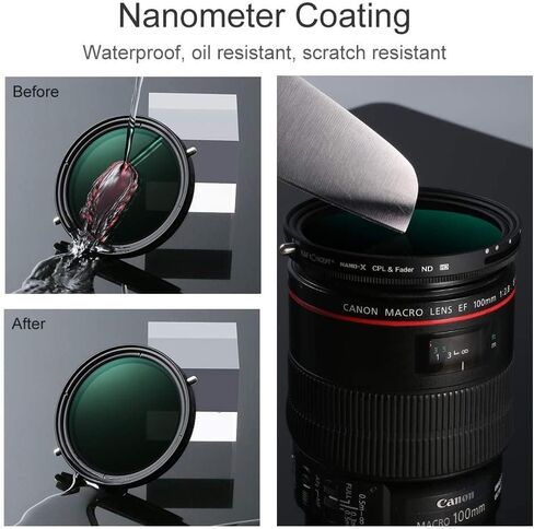 Variable Fader ND2-ND32 ND Filter and CPL Circular Polarizing Filter for Canon, Nikon, Sony, Panasonic, Fujifilm, Olympus & Pentax (52mm) in Saudi Arabia