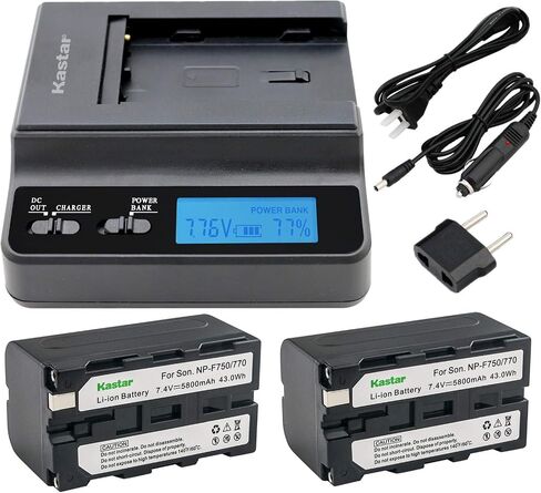 Kastar Ultra Fast Charger + 2X Battery for Sony NP-F770 NP-F750 and CCD-RV100 CCD-RV200 CCD-SC9 CCD-TR1 CCD-TR940 CCD-TR917 HXR-MC2000U Camera CN-126 CN-160 CN-216 CN-304 YN 300 VL600 LED Video Light in Saudi Arabia