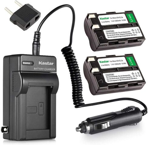 Kastar 2 Pack of 2650mAh EN-EL3 ENEL3 EN-EL3A ENEL3A Li-ion Battery + Battery Charger for DSLR D50 D70 D70s D100 Digital Camera in Saudi Arabia
