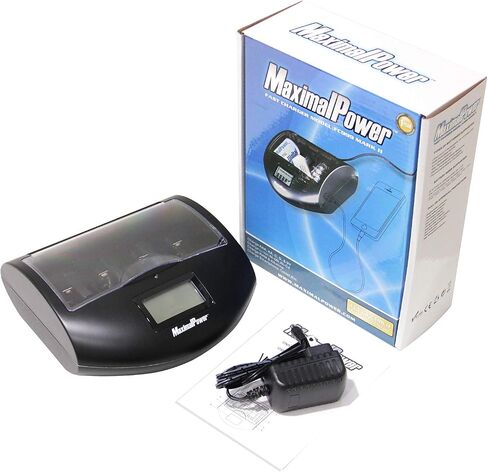 شاحن عالمي سريع من MaximalPower FC999 للبطاريات القلوية وذاكرة الوصول العشوائي وNi-MH وNi-CD وAA وAAA وC وD و9V، أسود in Kuwait
