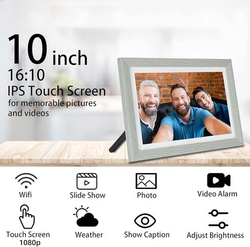 اطار صور رقمي، اطار صور رقمي هوفم 10.1 انش USB - شاشة HD IPS مع مساحة تخزين 16GB، دوران تلقائي، قابل للتثبيت على الحائط، سهل الاعداد لمشاركة الصور ومقاطع الفيديو عبر البريد الالكتروني والسحابة وتطبيق in Kuwait