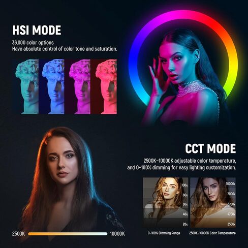 NEEWER RGB-A111 II Smartphone Video Rig with Light Kit, Support Vertical Shoot, Handheld Phone Camera Cage Stabilizer with Cold Shoes/Shutter/Battery, 17 Scenes RGB Ring Light 2500K-10000K CRI97+ in Kuwait