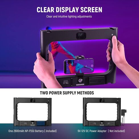NEEWER RGB-A111 II Smartphone Video Rig with Light Kit, Support Vertical Shoot, Handheld Phone Camera Cage Stabilizer with Cold Shoes/Shutter/Battery, 17 Scenes RGB Ring Light 2500K-10000K CRI97+ in Kuwait