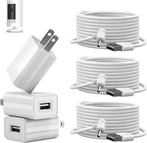 3Pack 16Ft Camera Charge Cable for Stick Up Cam Battery/Plug-in 3rd Gen/2nd Gen, Power Adapter Continuous Charging with Weatherproof Cord, NOT for Spotlight Cam Plus(NO Camera), White in Saudi Arabia