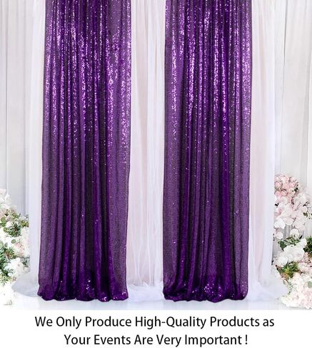 ShinyBeauty الترتر خلفية الستائر 4 لوحات الأزرق الداكن 2FTx8FT الأزرق الداكن الستائر الترتر النسيج صورة خلفية الستائر الأزرق الداكن بريق الستائر للحزب استحمام الطفل خلفية الخلفيات in Kuwait