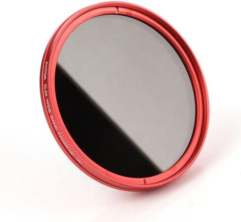 FocusFoto Fotga 40.5mm Ultra Slim Variable Fader ND2-ND400 Neutral Density ND Filter Adjustable ND2 ND4 ND8 ND16 ND32 ND100 to ND400 for Canon Sony Nikon DSLR Camera Lens with Red Frame Ring in Saudi Arabia