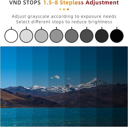 7artisans Variable ND Filter [ND2/4/8/16/32/64] 1.5-8 Stops Import AGC Glass Adjustable [58/62/67/72/77/82mm] Video Filter Portrait Neutral Density Filter for Camera Lenses (VND-82mm) in Kuwait