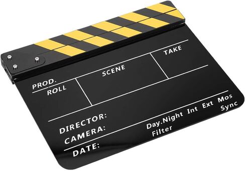 Shooting props Acrylic 30x25cm Clapperboard Director Movie Clappers Film and Television Photography PropWhite striped blackboard PAV1YBE (White Strip Blackboard (PAV1BBE)) in Saudi Arabia