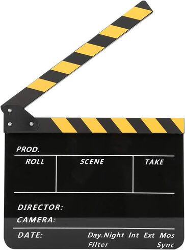 Shooting props Acrylic 30x25cm Clapperboard Director Movie Clappers Film and Television Photography PropWhite striped blackboard PAV1YBE (White Strip Blackboard (PAV1BBE)) in Saudi Arabia