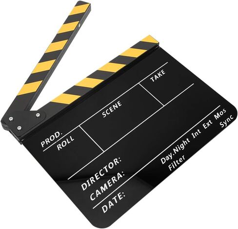 Shooting props Acrylic 30x25cm Clapperboard Director Movie Clappers Film and Television Photography PropWhite striped blackboard PAV1YBE (White Strip Blackboard (PAV1BBE)) in Saudi Arabia