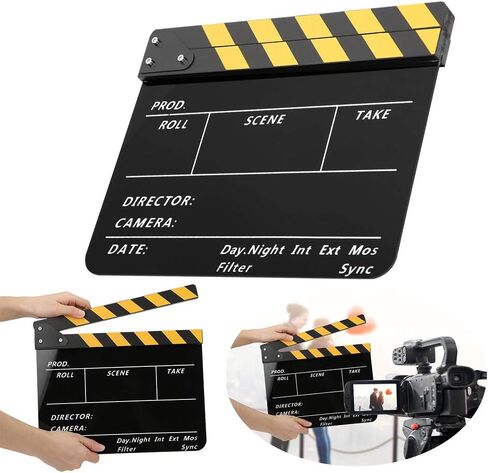 Shooting props Acrylic 30x25cm Clapperboard Director Movie Clappers Film and Television Photography PropWhite striped blackboard PAV1YBE (White Strip Blackboard (PAV1BBE)) in Saudi Arabia