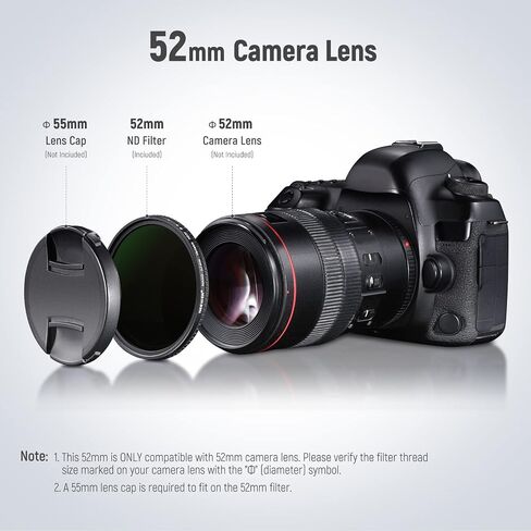 NEEWER 58mm ND2-32 (1-5 Stops) Variable ND Filter with Lens Cap, Cleaning Cloth, Precise Neutral Density Adjustment, Multicoated Optical Glass, Camera Photography Accessories in Saudi Arabia