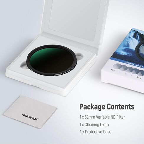NEEWER 58mm ND2-32 (1-5 Stops) Variable ND Filter with Lens Cap, Cleaning Cloth, Precise Neutral Density Adjustment, Multicoated Optical Glass, Camera Photography Accessories in Saudi Arabia