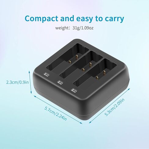 Hanatora Battery Charger for DJI Osmo Action 3 Camera, Charge Three Batteries,Raqid Charging Hub Accessories in Saudi Arabia