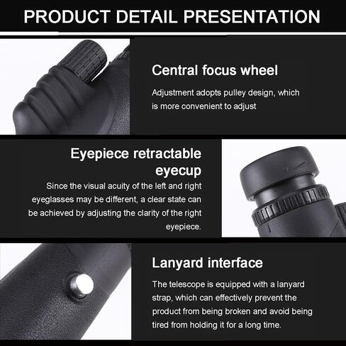 10×42 Monocular Telescope, with Smartphone Stand Tripod Adult HD Monocular Telescope High Power Outdoor Monocular Suitable for Bird Watching Hiking Concert in Kuwait