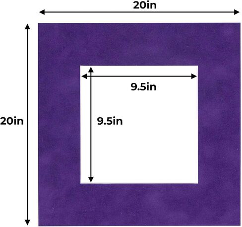 Ash Suede Acid Free 20x20 Picture Frame Mats with White Core Bevel Cut for 10x10 Pictures - Fits 20x20 Frame - One Mat - with Bag & Backing in Kuwait