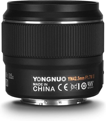 يونغنو عدسة برايم ثابتة متوسطة التركيز التلقائي YN42.5MM F1.7M II، لكاميرات مايكرو اربع ثلاثي، متوافقة مع اوليمبوس باناسونيك اسود in Saudi Arabia