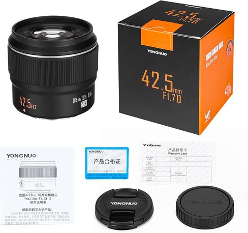 يونغنو عدسة برايم ثابتة متوسطة التركيز التلقائي YN42.5MM F1.7M II، لكاميرات مايكرو اربع ثلاثي، متوافقة مع اوليمبوس باناسونيك اسود in Saudi Arabia