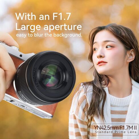 يونغنو عدسة برايم ثابتة متوسطة التركيز التلقائي YN42.5MM F1.7M II، لكاميرات مايكرو اربع ثلاثي، متوافقة مع اوليمبوس باناسونيك اسود in Saudi Arabia