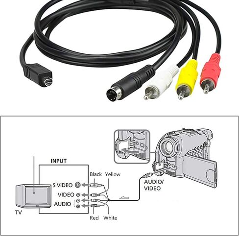Aprelco 5ft AV A/V TV Video Cable Cord Lead Compatible with Sony HDR-HC9/e/v DCR-SR48 Camcorder Handycam in Kuwait