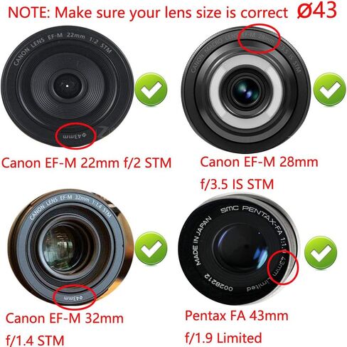 [3-Pack] EF-M 22mm Lens Cap for Canon M50 M100 M10 w/EF-M 22mm f/2 EF-M 28mm f/3.5 EF-M 32mm f/1.4 Lens [43mm] in Saudi Arabia
