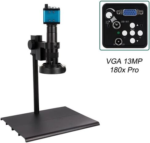 Lab Microscope Slides HD 48MP/38MP/13MP 1080P HDMI USB Electronic Digital Video Microscope Sets with 10-180X Zoom C Mount Lens Microscope Parts (Color : SC12 180X SetB 13MP) in Kuwait