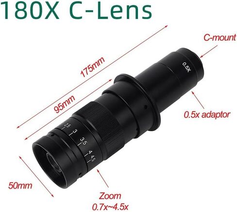 Lab Microscope Slides HD 48MP/38MP/13MP 1080P HDMI USB Electronic Digital Video Microscope Sets with 10-180X Zoom C Mount Lens Microscope Parts (Color : SC12 180X SetB 13MP) in Kuwait