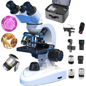 40X-1000X Binocular Microscope for Adults, Biological Compound Binocular Microscopes, with Luxury Storage Bag & Electronic Eyepieces, Microscope for Homeschool Educational/Hobbyist Use,30000X in Saudi Arabia