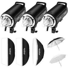 Godox 3Pack DP600III Speedlite Studio Flash Strobe Monolight Kit,1800Ws Bowens Mount Photography Lighting with Softbox,Umbrella,Barndoor Kit for Location and Studio Video Shooting,Portrait in Saudi Arabia