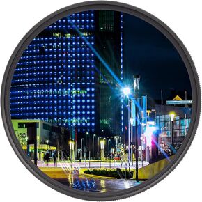 Walking Way 49MM Variable Blue Streak Filter Rotating Circular Anamorphic-Style Streak Effect Lens Filter for Photography and Videography