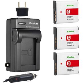 Kastar NP-BG1 Battery (3-Pack) and Charger Kit for Sony NP-FG1, BC-CSG and Sony Cyber-Shot DSC-H50, Cyber-Shot DSC-H10, Cyber-Shot DSC-W120, Cyber-Shot DSC-W170, Cyber-Shot DSC-W300 Digital Cameras in Saudi Arabia