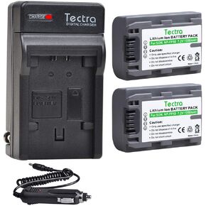 Tectra 2Pcs NP-FP50 NPFP50 Battery + Wall Charger for Sony NP-FP30, NP-FP60, NP-FP70, NP-FP90, NP-FP51 Series DCR-HC21 DCR-HC23 DCR-HC30 DVD103 DVD105 DVD202E DVD203 Handycam Camcorders in Saudi Arabia