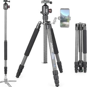 حامل ثلاثي من ألياف الكربون INNOREL NT75C حامل ثلاثي احترافي محمول لكاميرا DSLR حامل عالي التحمل يدعم أنبوب 1.1 بوصة/28 مم مع رأس كروي بانورامي كبير 44 مم وعمود مركزي قصير 360 درجة