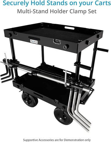 Proaim Multi-Stand Holder Clamp Set for Camera Production Cart. Holds Full-Size Light/C-Stands on Victor, Atlas Cart. Quick Tool-less Mounting, Secure Locking Pin. Easy Cable/Wire Management (VCTR-LC) in Saudi Arabia