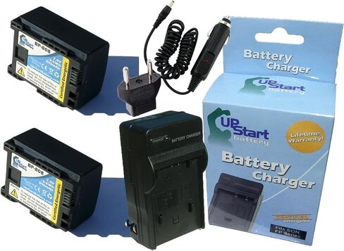 2 Pack - Replacement for Canon HFM40 Battery + Charger with Car & EU Adapters - Compatible with Canon BP-808 Digital Camcorder Battery and Charger (Decoded 890mAh 7.4V Lithium-Ion) in Saudi Arabia