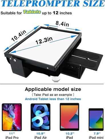 ToucLait ألومنيوم 12 بوصة لكاميرات DSLR التابلت، تطبيق متوافق مع iPad / Android ، أداة دفع احترافية للمدونات وممارسي وسائل الإعلام مع حقيبة حمل in Saudi Arabia