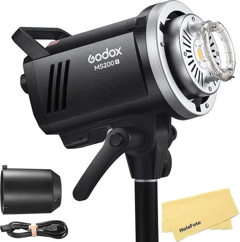 Godox MS200-V MS200V 200W Compact Studio Strobe Flash Light,GN53 0.1-1.8S Recycle Time,2.4G X System,Bowens Mount with 10W LED Modeling Lamp for Wedding,Portrait,Fashion,Product,Studio Photography Etc in Saudi Arabia