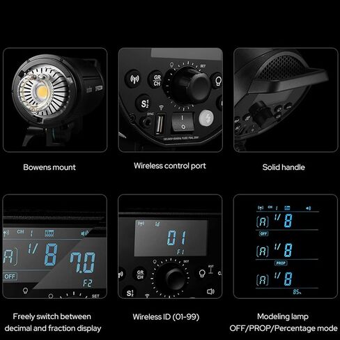 Godox DP400IIIV Studio Flash 400Ws, GN87 5600±200K 2.4G X System 1/2000-1/800s Bowens Mount, Strobe Flash Monolight for Portrait, Fashion, Wedding, Product Photography in Saudi Arabia