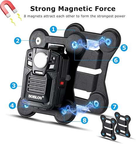 BOBLOV 2-Pack Body Camera Magnet Mount,6-Magnet Universal Suction Back Clip | compatible with all police Body cams, fixed on clothes to help prevent law enforcement Camera movement in Saudi Arabia