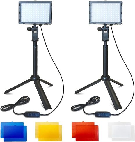 مصباح فيديو Fugetek RGB LED مع حامل ثلاثي مرن لسطح المكتب، 77 خرزة RGB، وحدة تحكم سلكية، يعمل بمنفذ USB، محمول، 3200k-6500k، بث، TIK Tok، تصوير فوتوغرافي in Kuwait