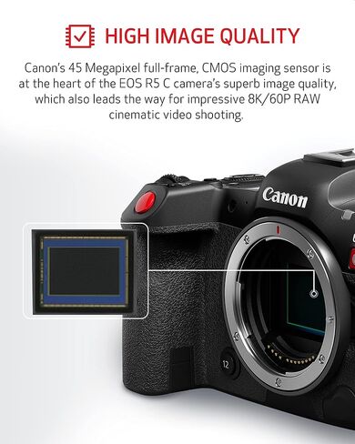 Canon EOS R5 C RF24-105mm F4 L is USM Lens Kit 8K/60P FF Sensor Pro Cinema/Photo Camera, RF Mount, Internal RAW, 8K HDMI RAW Out, 4K/2K Oversampling, Compact, Lightweight Design, Dual Pixel CMOS AF | 4K 2K Oversampling, Lightweight Design, Dual Pixel CMOS in Saudi Arabia